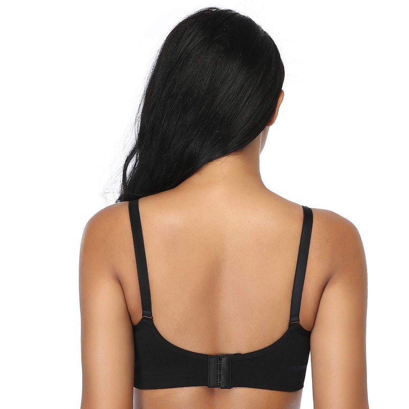 GXXGE 4Pack Nursing Bra for Breastfeeding Maternity Bras Push Up Silk Seamless Pregnancy Bralette Underwear Black Beige Grey Pink Small - Image 5